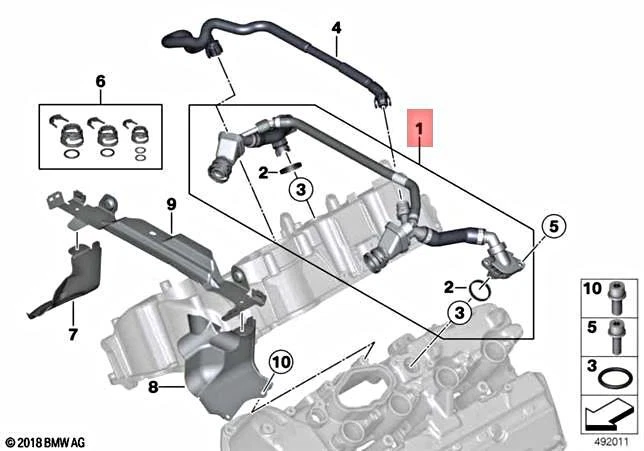 Genuine BMW F15 F16 SAC SUV Crankcase Ventilation Pipe OEM 