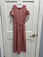 SELF ESTEEM Cold Shoulder Jumpsuit Pink Sz 8 SMALL HOLE RIGHT SHOULDER Pre Loved