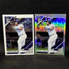 Prizm Holo 2019 Panini Donruss Optic Jesus Aguilar Milwaukee Brewers #166 & Base