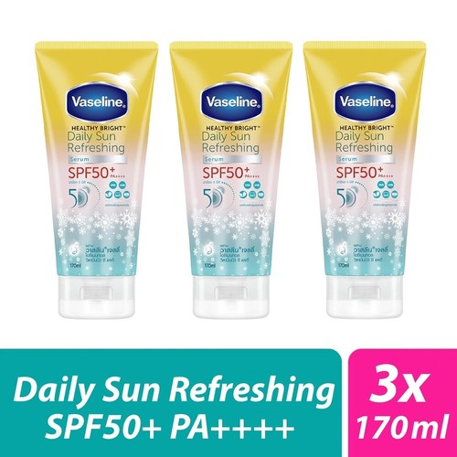 3x170ml Body Lotion Skin Vaseline Healthy Bright Serum Daliy Refresh SPF50+ 5 oz - Picture 2 of 11
