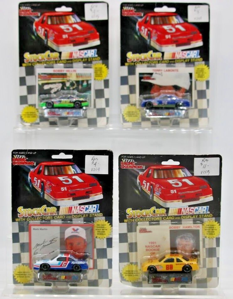 4 Vintage 1991 Racing Champions 1:64 NASCAR Die-Cast Cars with Cards NIP