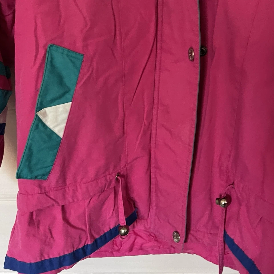 Chaqueta acolchada Clipper Mist de colección años 80 abrigo de invierno para mujer pequeña rosa frambuesa Foto 3 de 4