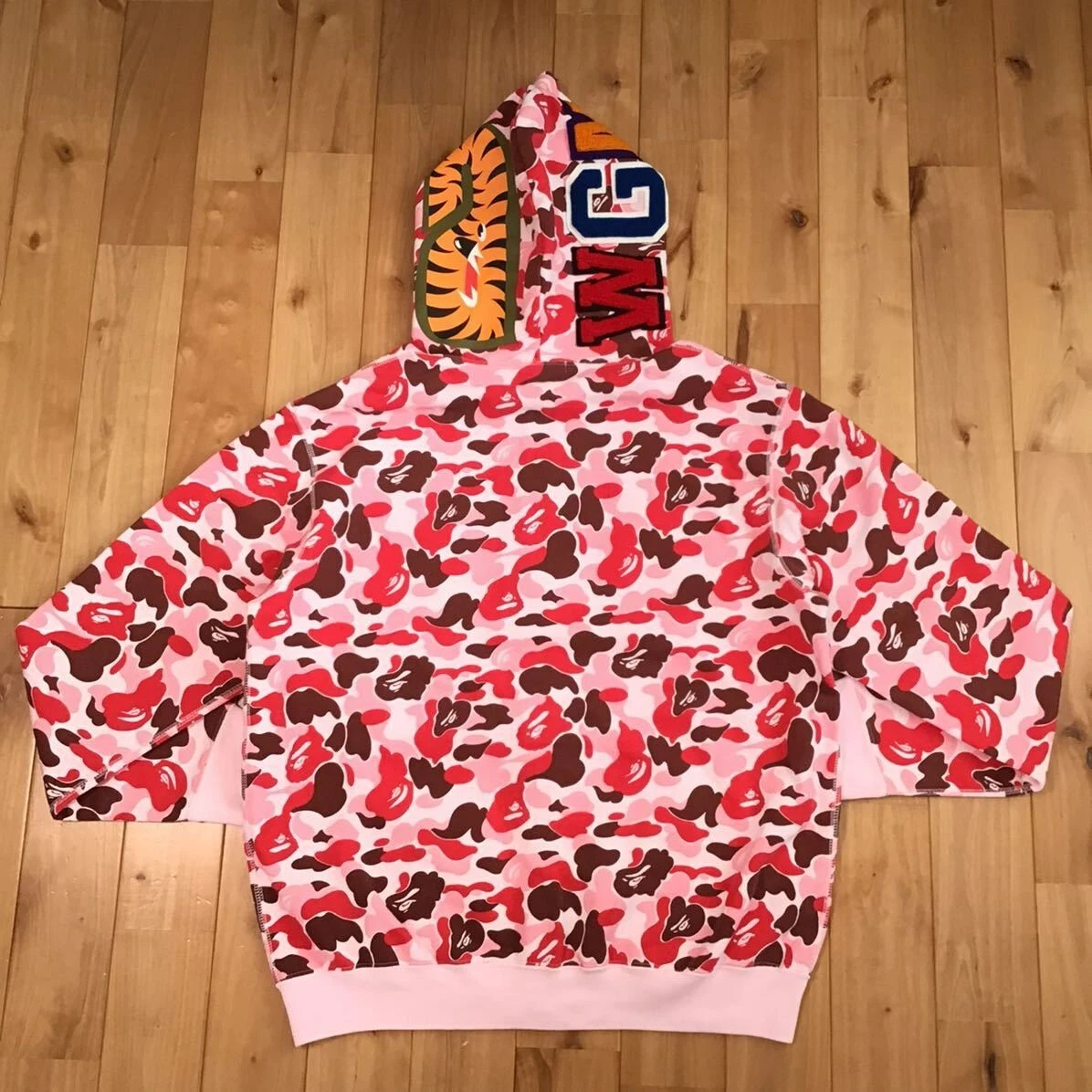 Bape Red Camo Sleeve Full Zip Hoodie Size XL bathing ape From