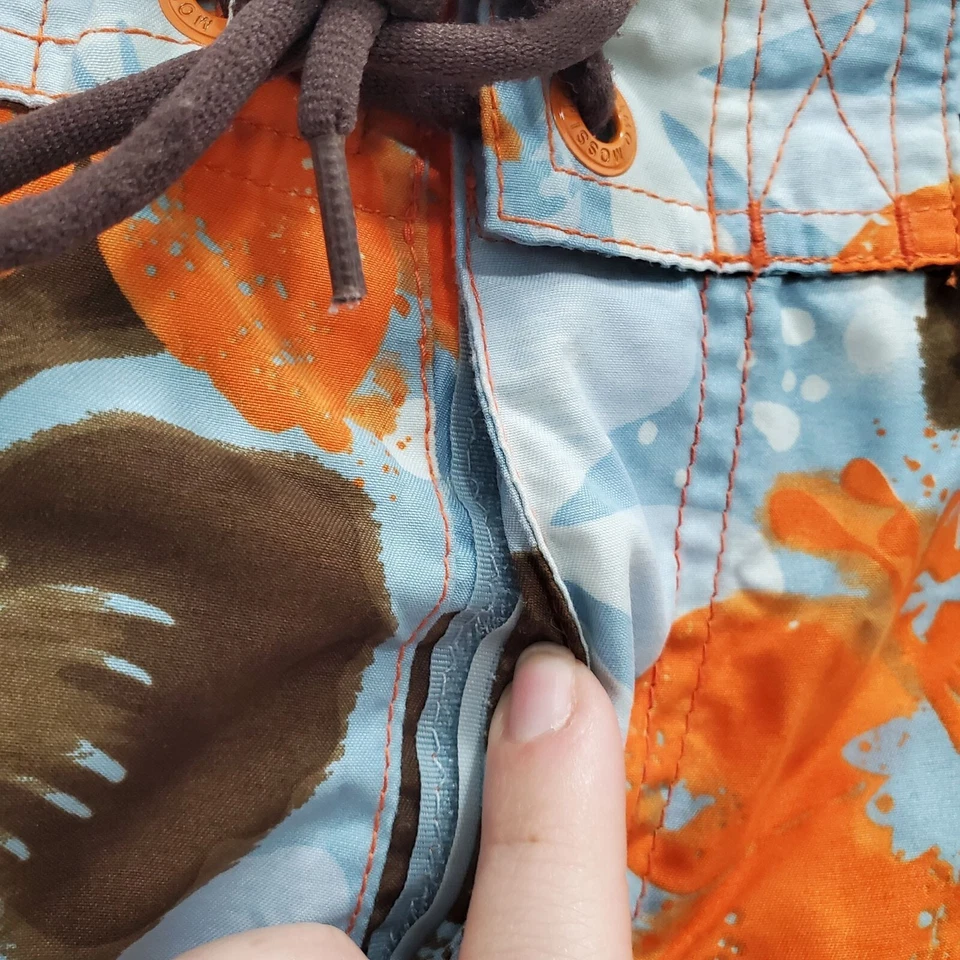 Pantalones Cortos de Natación Missimo Para Hombre Y2K Azul Naranja Hibisco Tropical 9.5" Talla 34 Foto 4 de 4
