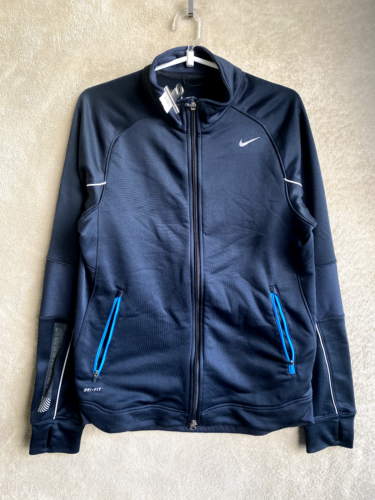 Nike Dri-Fit Track Jackets Size M Mens Navy Logo Sports Activewear - Picture 1 of 11