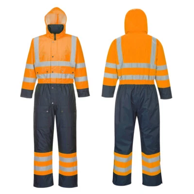 Mono de invierno naranja de alta visibilidad forrado térmicamente ropa de trabajo de seguridad aislada - PORTWEST