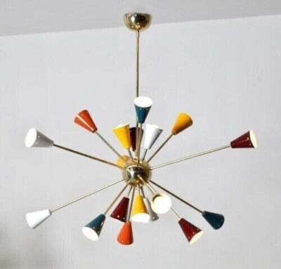 Mid Century Style Multicolored 18 Arm Sputnik Chandelier Exclusive Light Fixture