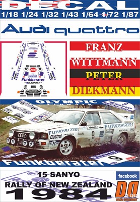 DECAL AUDI QUATTRO A2 F.WITTMANN SEN. R. NEW ZEALAND 1984 DnF (12)