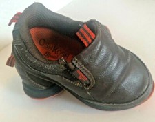OSHKOSH B'GOSH Baby Toddler 6 M Slip On Vegan BROWN Leather SNEAKER Low Shoes