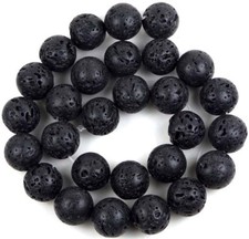 14mm black Lava Round Beads 16"