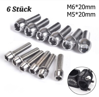 6 Stück Schrauben M5*20 mm M6*20mm MTB Fahrrad Lenkung Lenker Vorbau