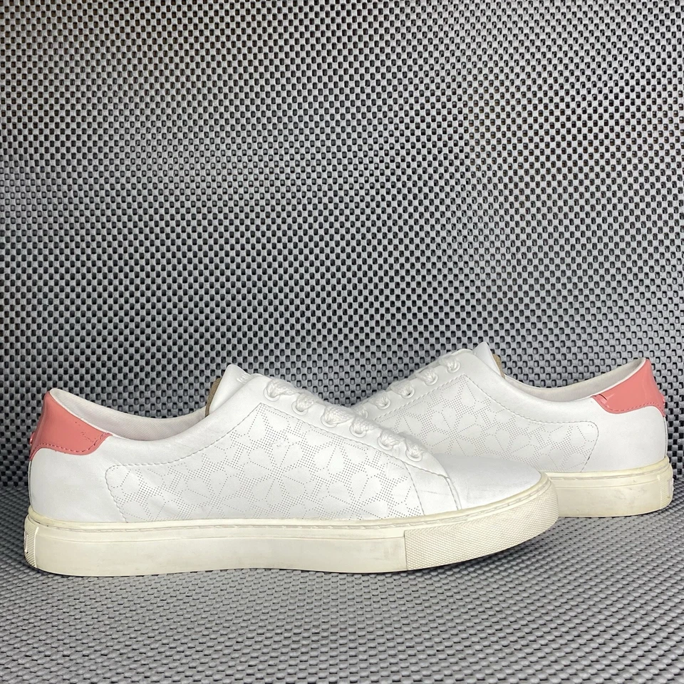 Zapatillas Kate Spade Audrey Mujer Talla 9 B Blanco Rosa Cuero Parte Superior Baja Con Cordones Foto 3 de 4