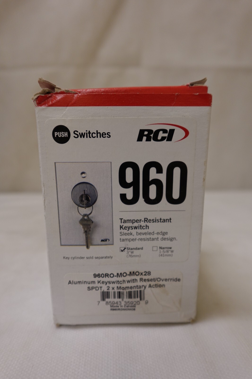 RCI 960RO-MO-MOx28 Aluminum Keyswitch SPDT 2x Momentary Action Standard 3" W