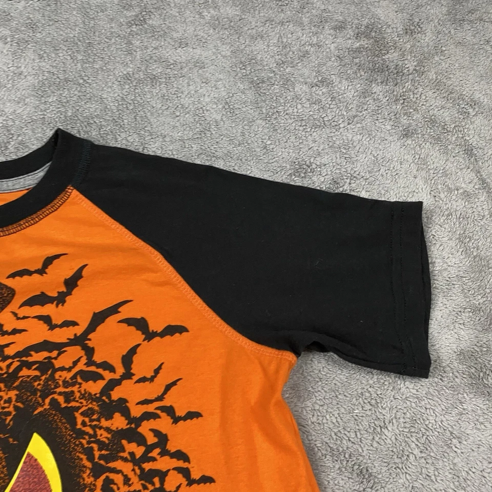 Boys Large Orange Jack O' Lantern Halloween T-Shirt Glows Bat Pumpkin Tee Shirt - Image 3 of 4