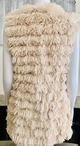 Chelsea and Violet Tan Faux Fur Tiered Vest SZ XS From Dillards Orig $145.00 - Picture 2 of 7