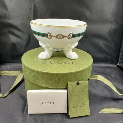 Gucci Richard Ginori Pet Bowl Herbarium Dog Cat Food Dish w/ Box Used