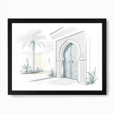 Minimalist Ink Sketch Of Simplified Framed Wall Art Poster Canvas Print Picture