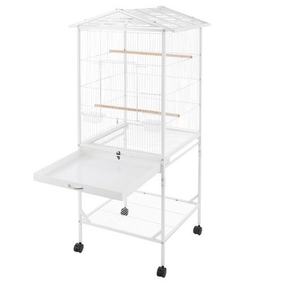 Rolling Iron Bird Cage with Play Open Top & Feeding Cups for Multiple Birds Home