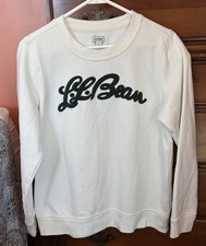 L.L. Bean 1912 Women  s Crew neck Sweatshirt Cream Green Cursive Lettering