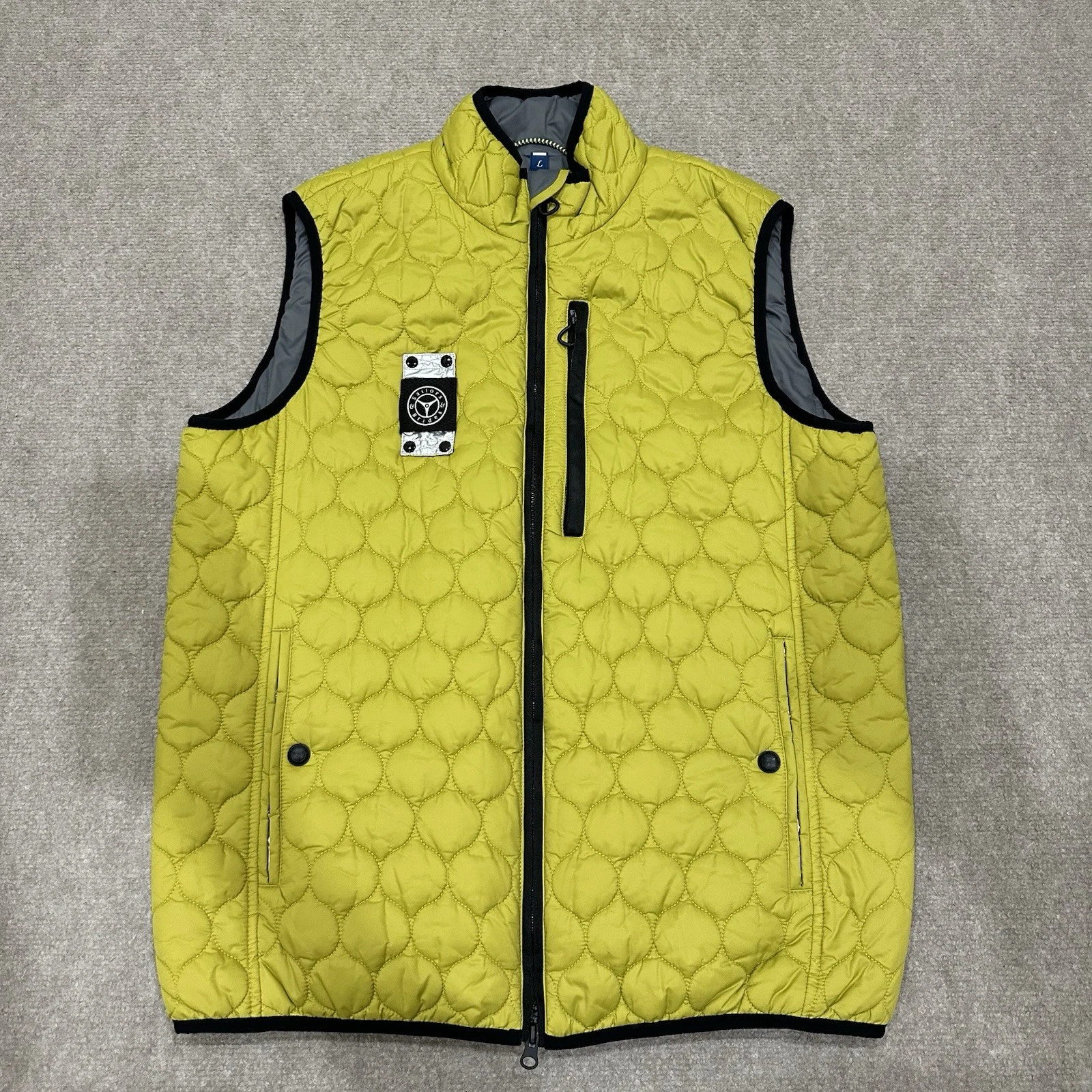 Sailors & Brides Nautic Men's Large Lime Quilted Waistcoat Full Zip Puffer Vest