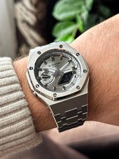 Custom Casio G-Shock Mod Authentic GA2100 AfterMarket Silver Watch