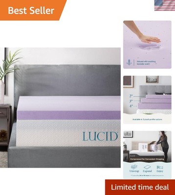 Lavender Infused 3 Inch Medium Firm Memory Foam Mattress Topper - Twin Size
