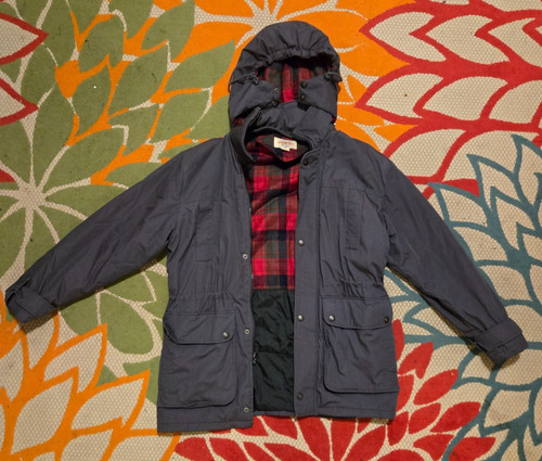VTG 80s Midwest Clothing Co Thinsulate Mountain Parka Jacket Men L Long Plaid