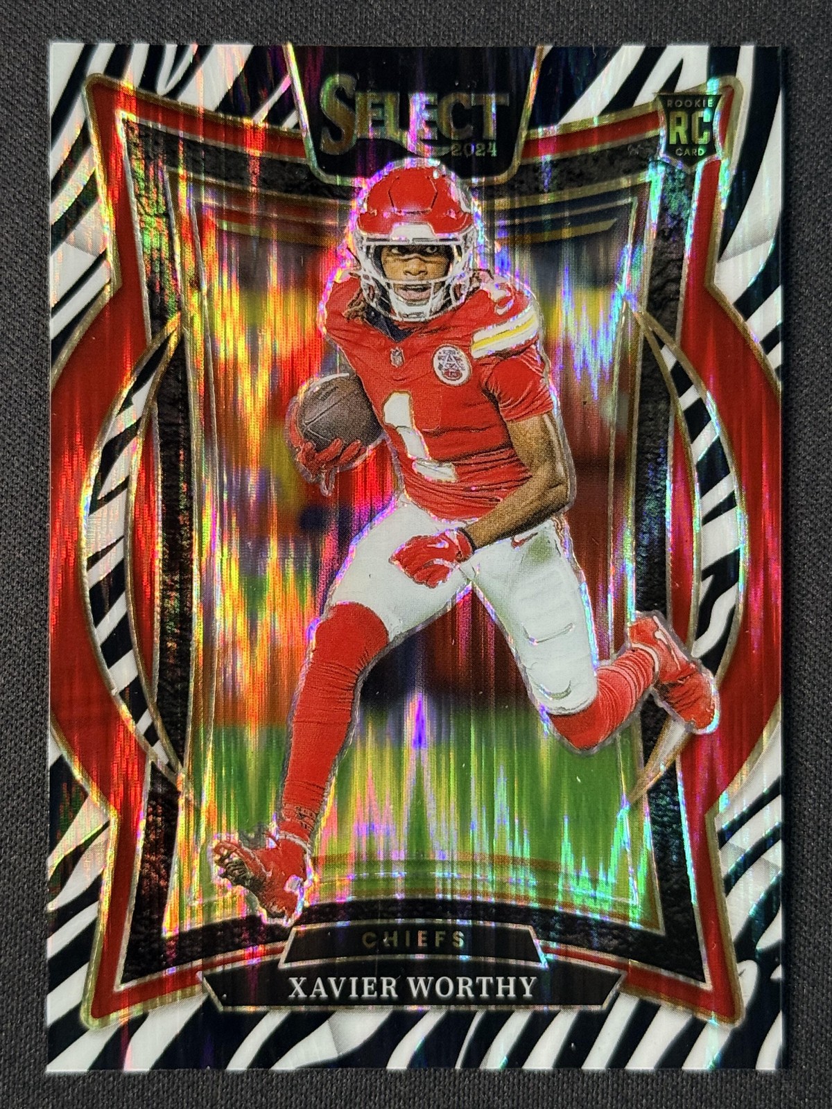 Xavier Worthy ROOKIE - 2024 Panini Select Zebra Prizm Shock #32