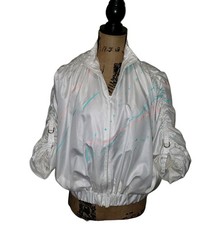 Antonio Ruspoli Vtg 80s Size 8 Splattered Bomber Jacket Ruched Imported Italian