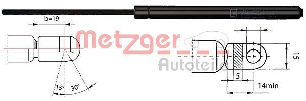 Gasfeder Koffer Laderaum Metzger 2110368 FÜR VW Gasdruckfeder KlappendÄMpfer-image