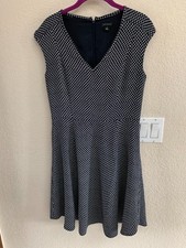 Ann Taylor Black White Lined Dress Size 6