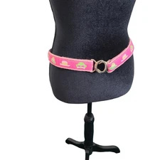 Douglas Paquette Women's Pink Canvas Belt With Silver Hardware Colored Hats L