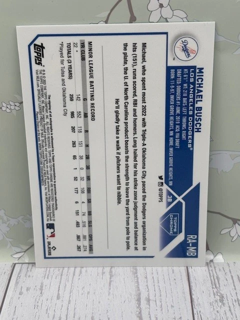 2023 Topps Chrome #RA-MB Michael Busch Rookie RC Green /99 Auto - Image 2 of 2