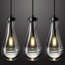 LIANGMH Raindrop Pendant Lights Kitchen Island Set of 3 3-Pack, Black