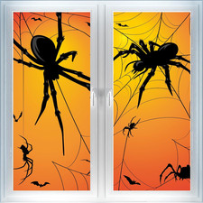 2 Pcs Spider Halloween Window Clings Silhouette Scary Halloween Window Cover Dec