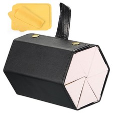 1 Pcs Sunglasses Storage Organizer, PU Leather Folding Case Black, 6 Slots 