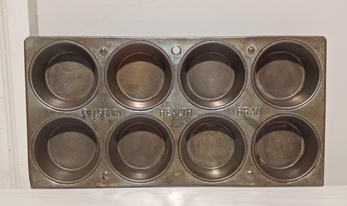 Vintage Metal Muffin Tin Pillsbury Health Brand Advertising Primitive 