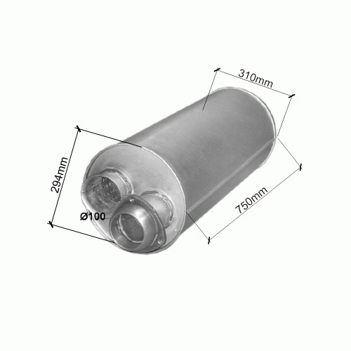 Silencieux Volvo FL 6 anti-corrosion pour moteur 5.4 180 à 250 chevaux
