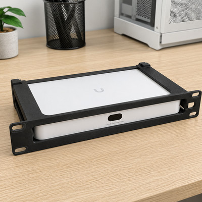 1U 10'' Rack Mount for UniFi UCG-Fiber | LCD Forward or Ports Forward options