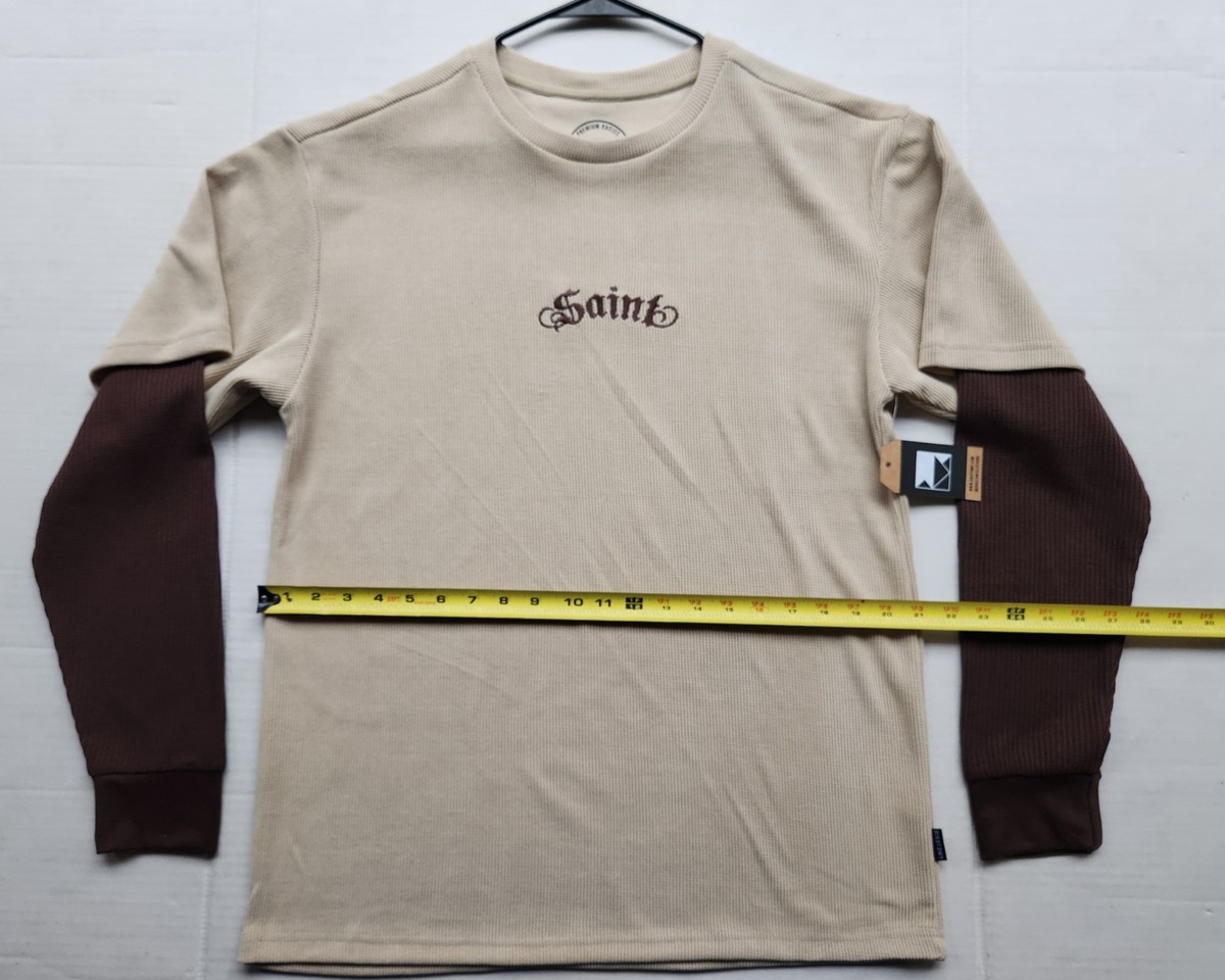 Dikotomy Men's Apparel Boxy Fit Beige Long Sleeves T-Shirt - Size