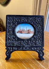 Antique Indian Miniature Mughal Painting Depicting Jama Masjid Mosque, Delhi