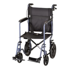 Nova Medical Lightweight Transport Chair Hand Brakes 19" Footrests Blue 330B
