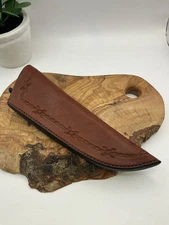 Amish Handmade Leather Knife Sheath for 5" Fixed Blade Brown Belt Loop