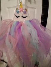 Unicorn Dress for Party Princess Costume Rainbow Tutu Dress 4-6Y