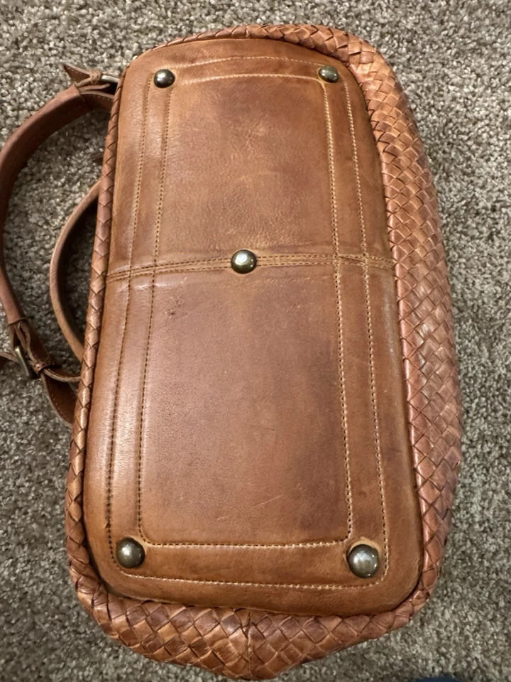 Valentina коричневый сплетенный кожаный Hobo сумка с короткими ручками громоздкая сумочка через плечо сделано в Италии - Изображение 3 из 4