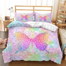 Rainbow Butterfly Duvet Cover Set, Full Size, 1 Duvet 2 Pillowcases