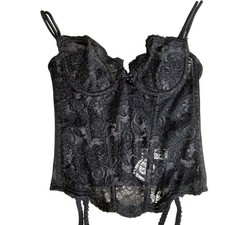 NWT VTG Gold Label Victoria  s Secret Black Lace Bustier Corset 34 B USA
