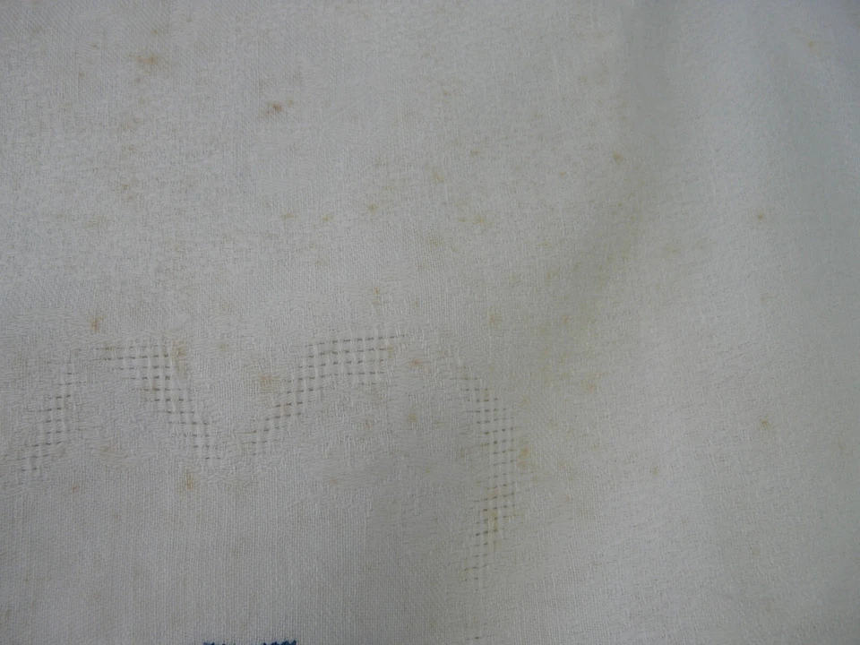 Nappe + 12 serviettes lin ancien brodé main lettres B.D bleues REF 4715C - Photo 4/4