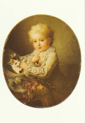 Ansichtskarte ''JUNGE SPIELT MIT EINER KATZE'' von Francois Hubert DROUAIS (1727-1775)