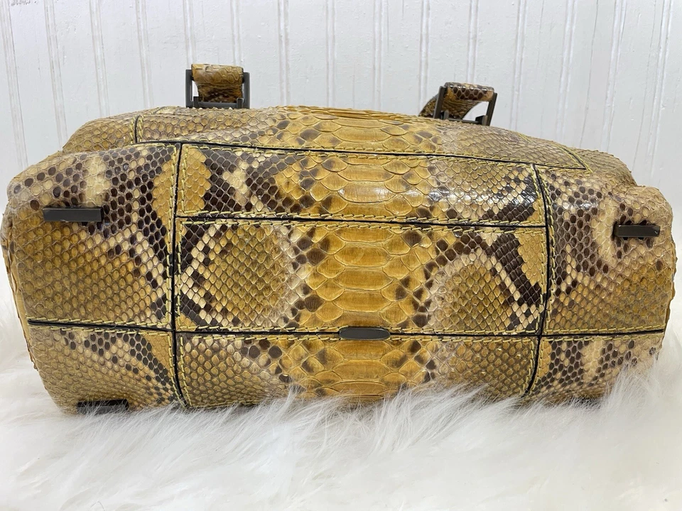 VBH Vernon Bruce Hoeksema Amarillo Pitón Serpiente Estampado Bolso Cartera Foto 3 de 4